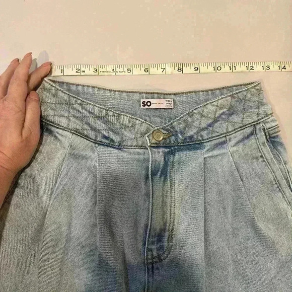 SO High waist Side Pocket Straight Blue Denim Jeans Size 7 - Picture 5 of 6